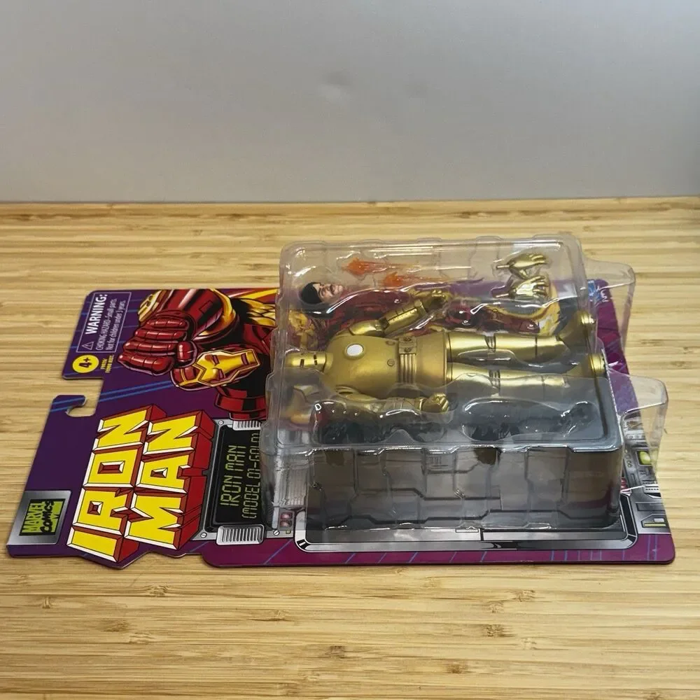 Marvel Legends Iron Man Model 01 Gold Retro Card 6” Action Figure Hasbro MOC
